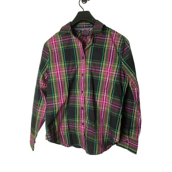 J.Crew Tops - J. Crew Stewart Pink Tartan Holiday Christmas button down shirt slim size 8 NEW